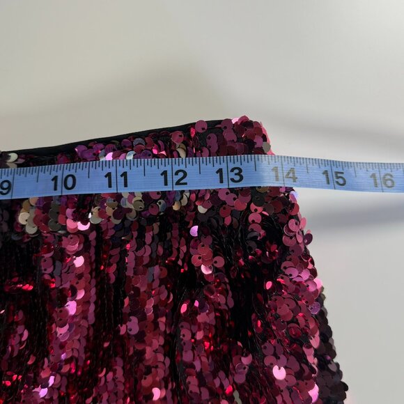 ASOS Sequin Faux Wrap Mini Skirt Black Gold Pink Purple Size 4 - Picture 10 of 11